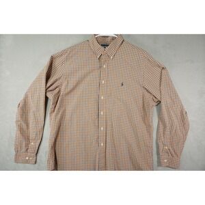 Vintage‎ Ralph Lauren Shirt Mens XL Custom Fit Orange Plaid Button Long Sleeve
